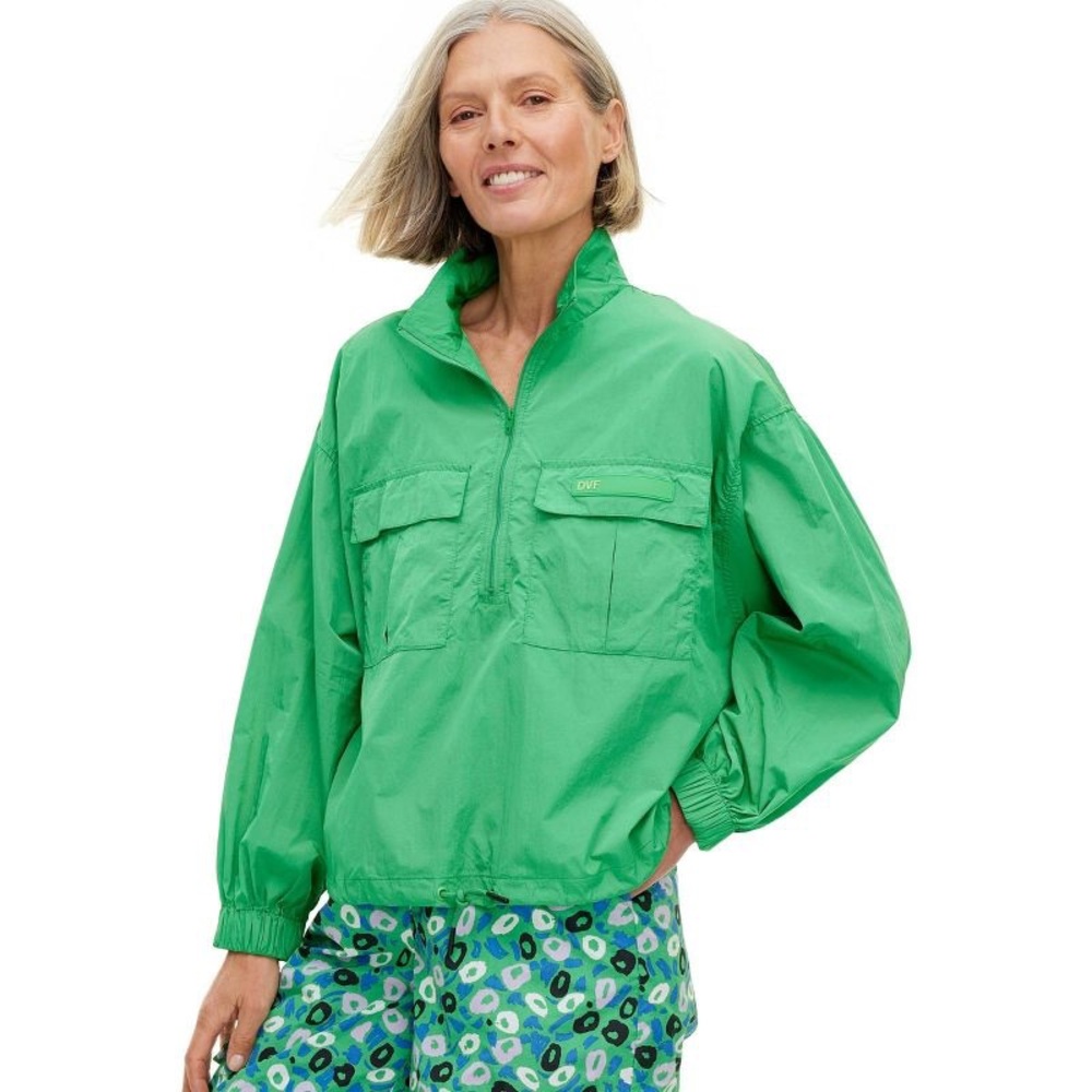 DVF Women's Nylon Packable Long Sleeve Half Zip Jacket